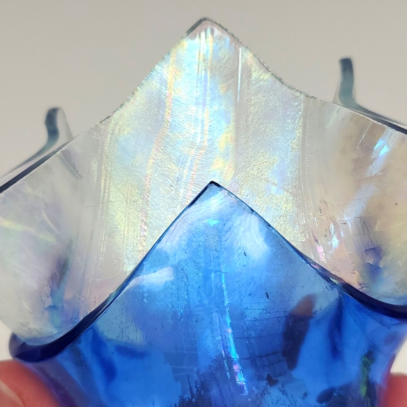 Vintage fused art glass  handkerchief  style tea light holder - Picture 4 of 7